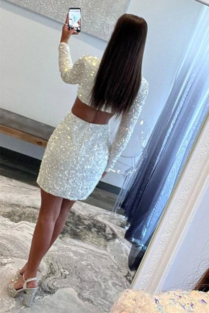 Sequin Deep V Cutout Cocktail Homecoming Dress