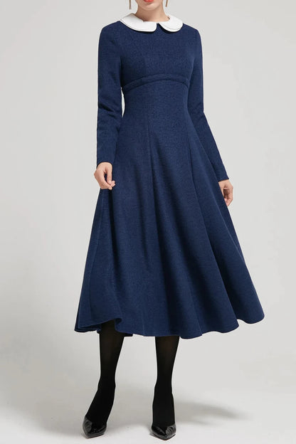 Prom Dress Long Blue Womens Dresses Casual High Waisted Dress Fitted Dress Long Sleeves Evening Dress Elegant Dress