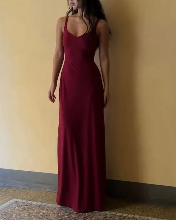 A-line Floor Length Little V Neck Prom Gown Evening Dress