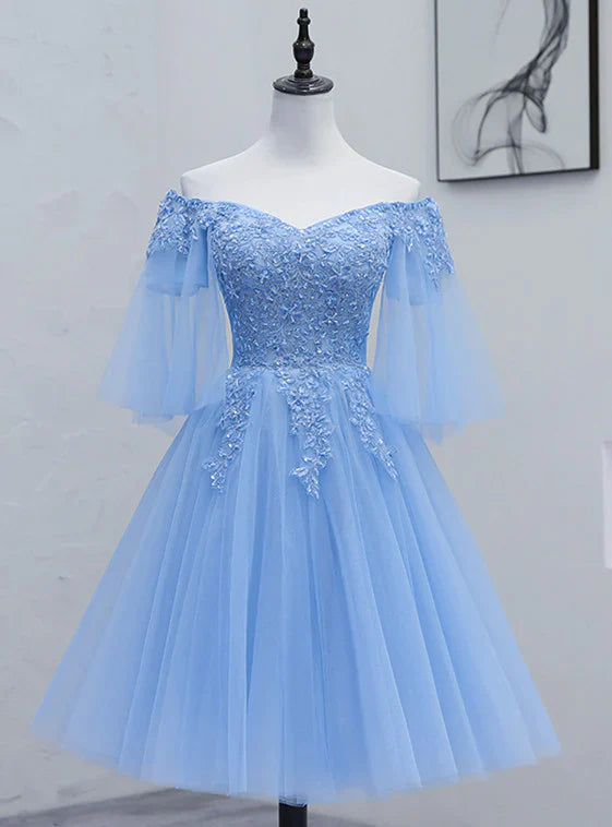 Lovely Lace Off Shoulder Short Homecoming Prom Dress