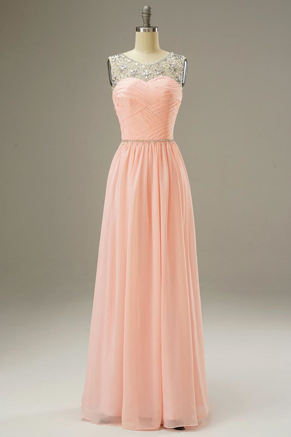 Weitese A Line Chiffon Long Dress with Beading