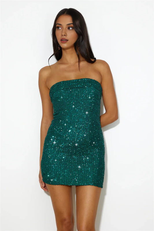 Sheath Sequins Off-the-Shoulder Sleeveless Strapless Short Homecoming Dress