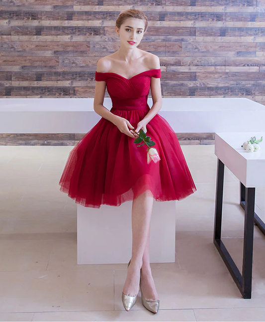 Simple Off Shoulder Tulle Homecoming Dresses