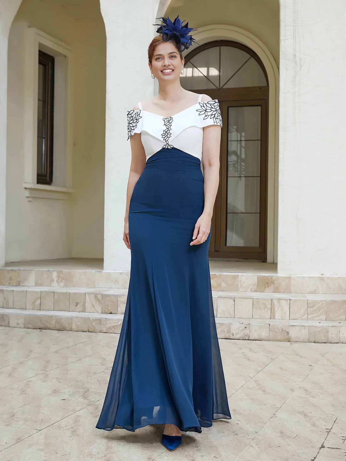 Spaghetti Straps Floor Length Applique Two-Toned Mother of the Bride Dress