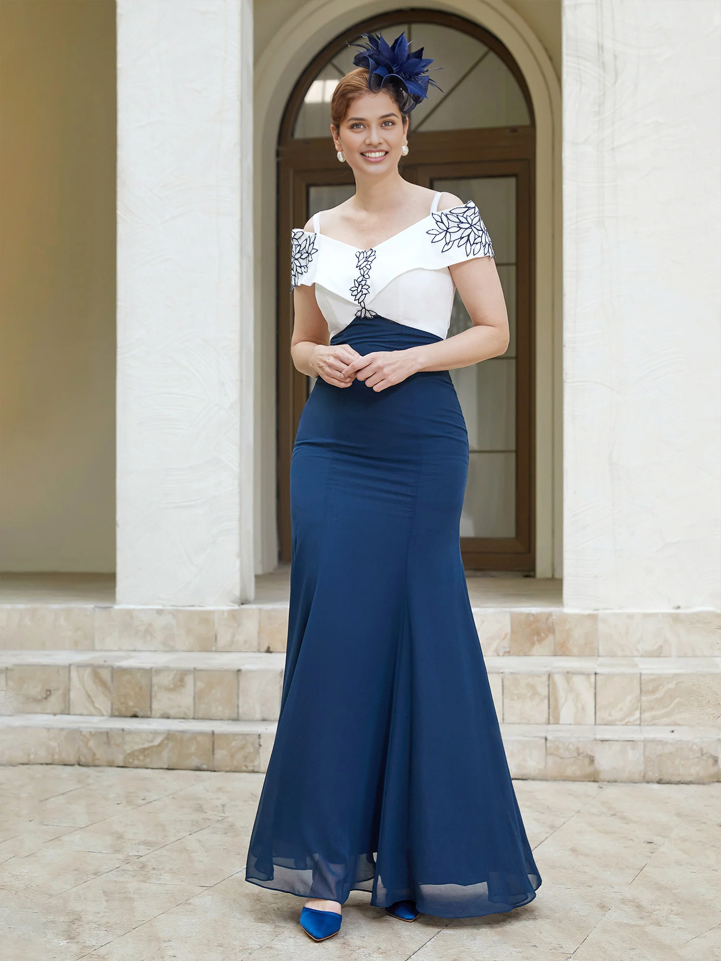 Spaghetti Straps Floor Length Applique Two-Toned Mother of the Bride Dress