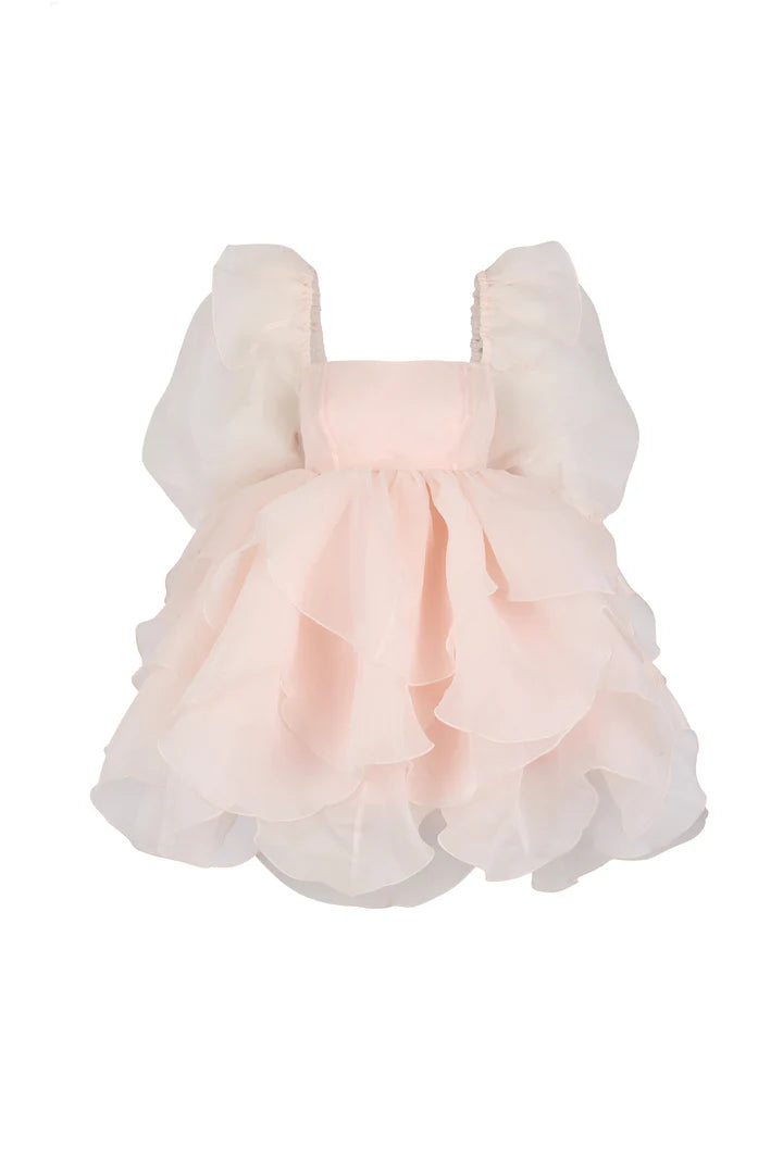 Square Neck Puff Sleeves With Multiple Layers Of Ruffled Edges Homecoming Dress