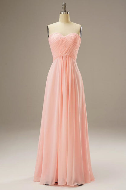 Weitese Off-the-Shoulder Floor Length Sweetheart Corset Back Chiffon Long Prom Bridesmaid Dress