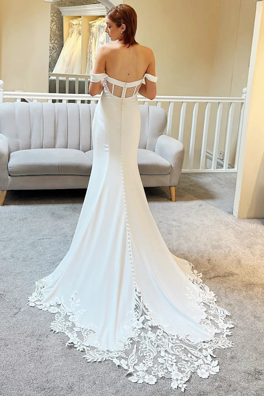 Off-the-Shoulder Mermaid Long Wedding Dress