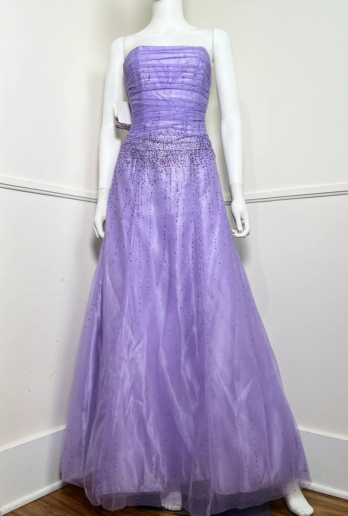 Vintage Lavender Glitter Gown Off-the-Shoulder Floor Length Evening Dress Sleeveless Party Dress