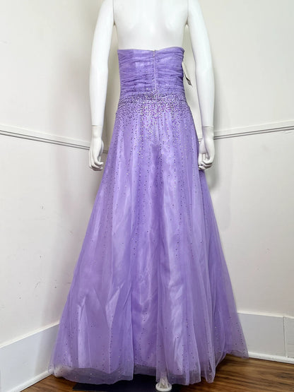 Vintage Lavender Glitter Gown Off-the-Shoulder Floor Length Evening Dress Sleeveless Party Dress