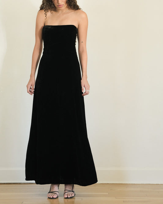 Vintage Off-the-Shoulder Floor Length A-line Strapless Black Party Sleeveless Prom Dress