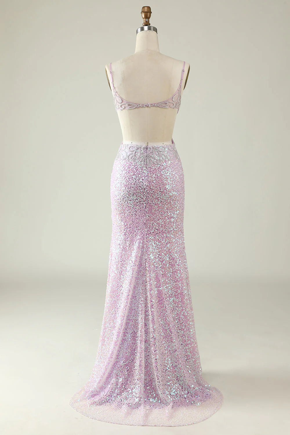 Sheath V Neck Sequins Long Prom Dress With Split Front