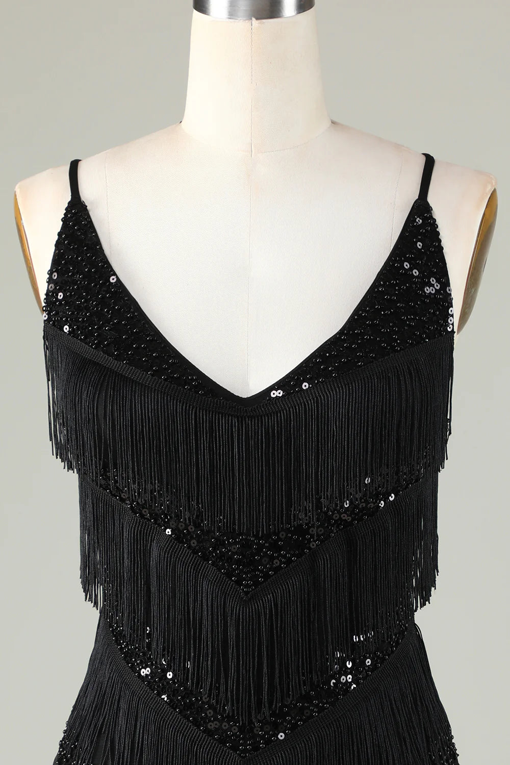 Black Fringes White Tight Glitter Homecoming Dress With Sequins