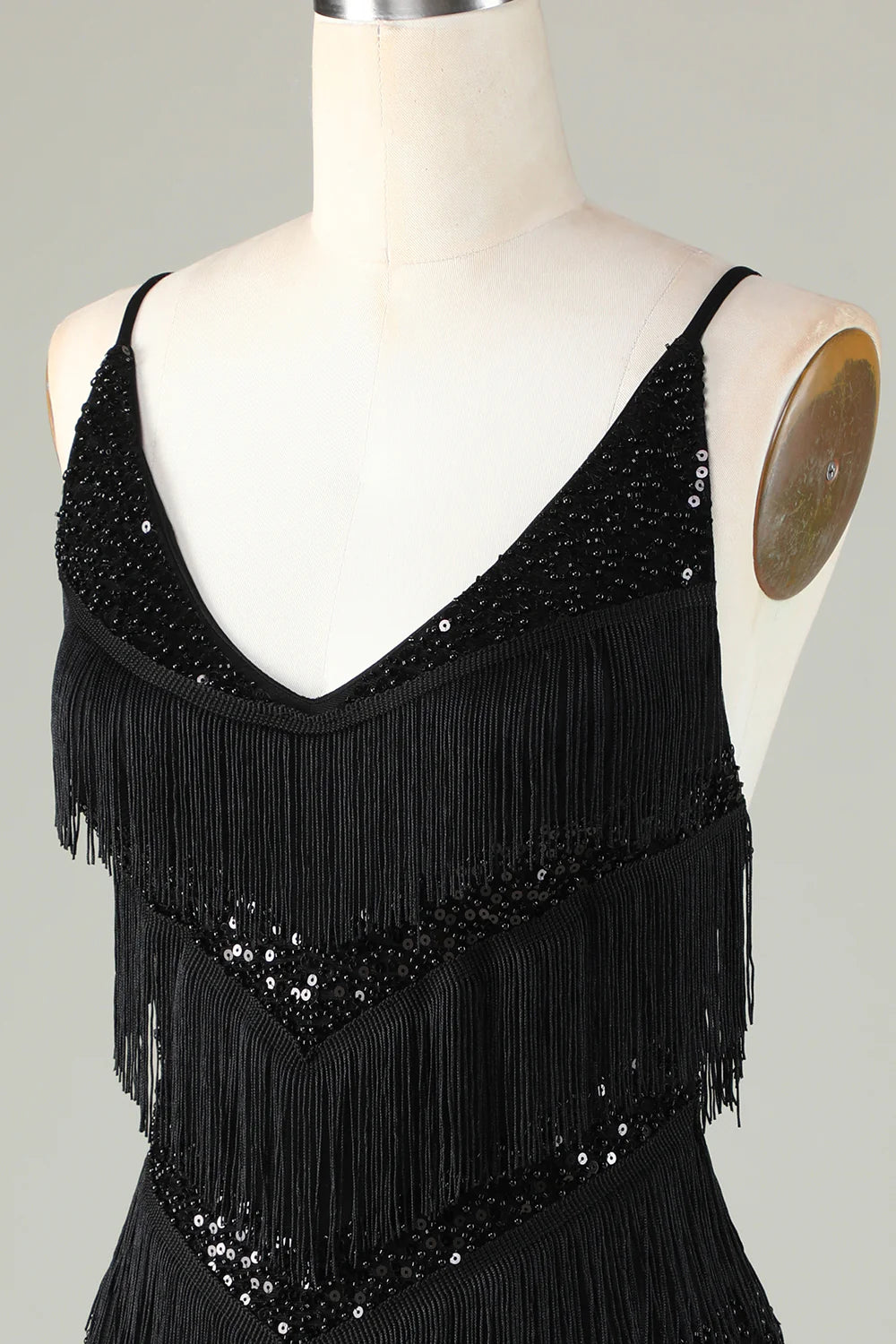 Black Fringes White Tight Glitter Homecoming Dress With Sequins