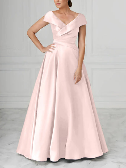 A-Line/Princess V-Neck Satin Mother Of The Bride Dresses