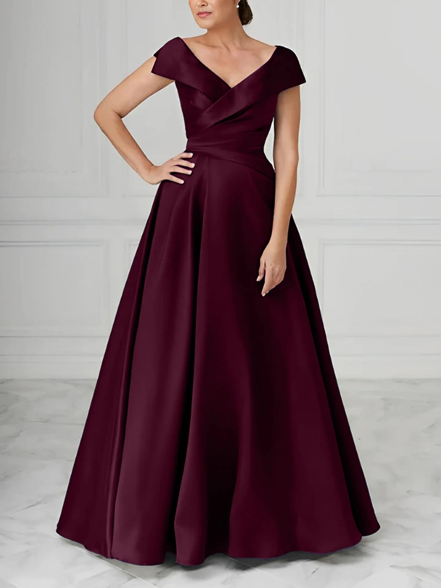 A-Line/Princess V-Neck Satin Mother Of The Bride Dresses