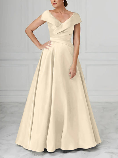 A-Line/Princess V-Neck Satin Mother Of The Bride Dresses