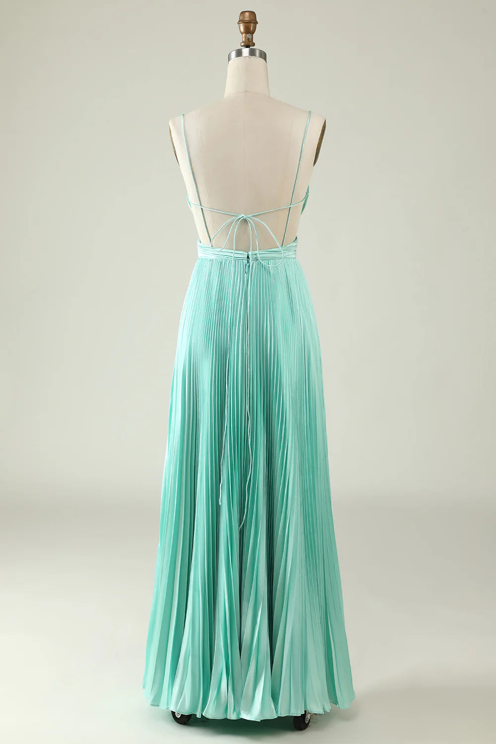 Spaghetti Straps Pleated Long Bridesmaid Dress