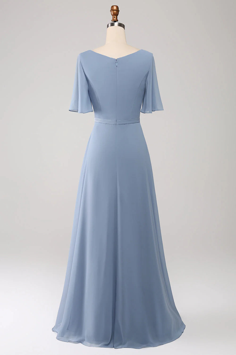 A-Line Chiffon Long Bridesmaid Dress With Beaded Waist