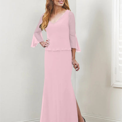 Sheath/Column V-Neck Mother Of The Bride Dresses With Beading