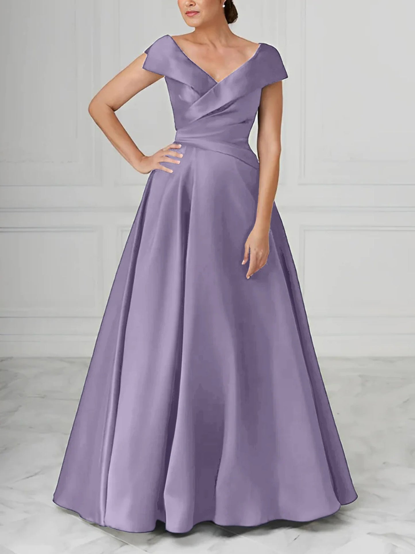 A-Line/Princess V-Neck Satin Mother Of The Bride Dresses