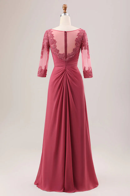 A Line Scoop Neck Chiffon Mother Of Bride Dress With Appliques