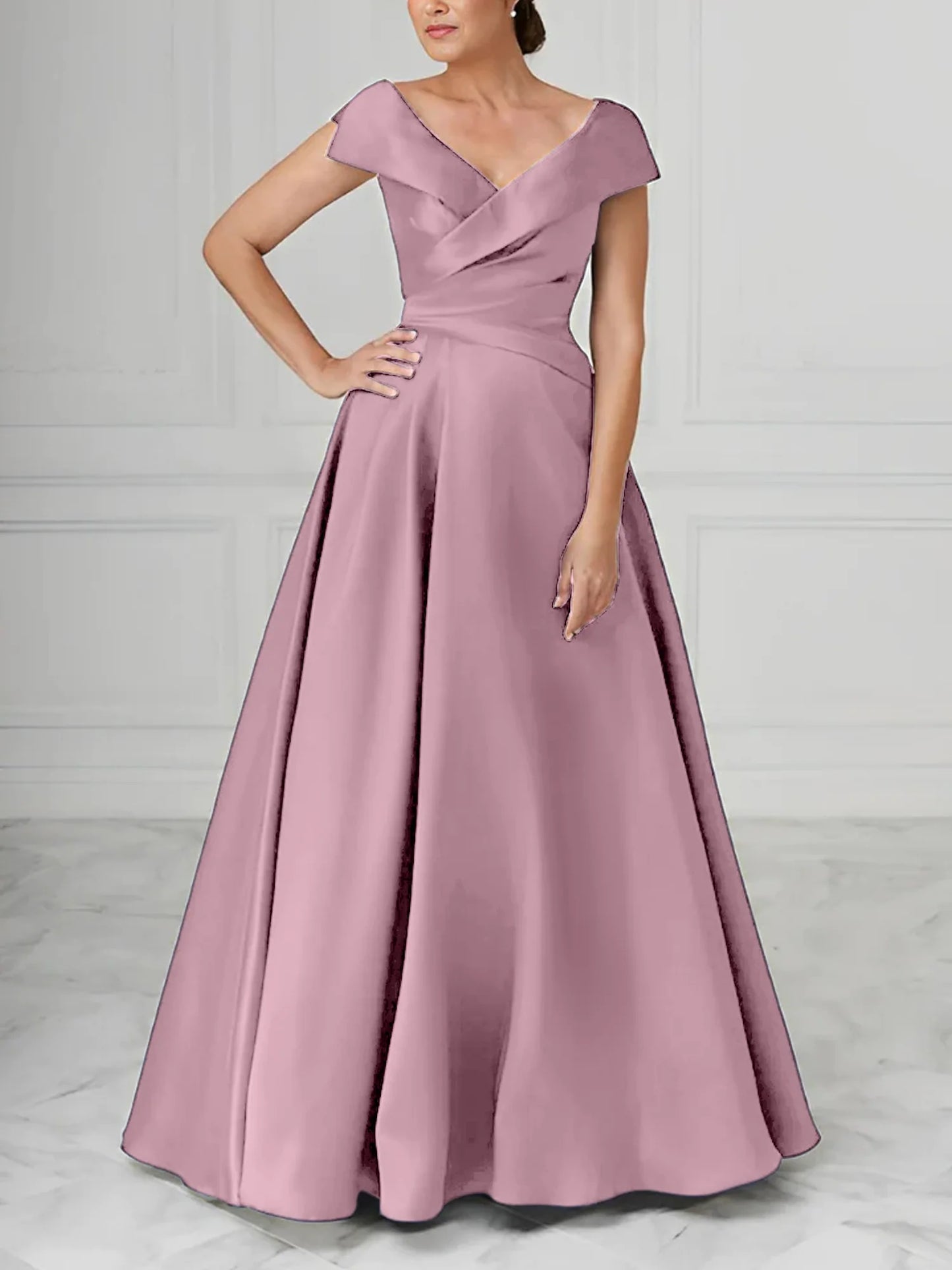 A-Line/Princess V-Neck Satin Mother Of The Bride Dresses