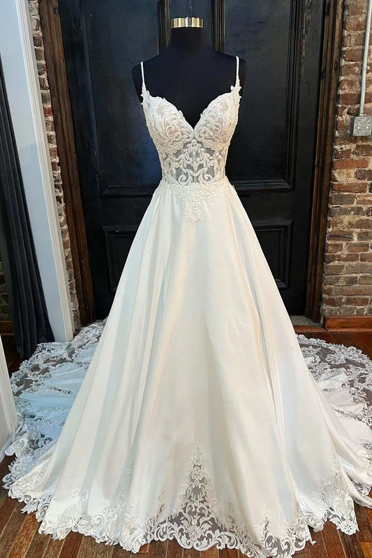 Lace Sweetheart Backless A-Line Wedding Dress