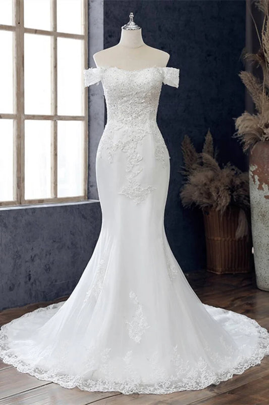 Lace Off-the-Shoulder Mermaid Wedding Dress