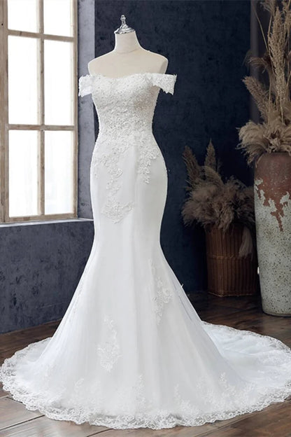 Lace Off-the-Shoulder Mermaid Wedding Dress