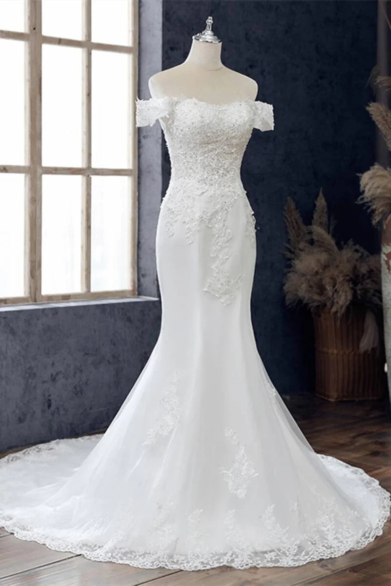 Lace Off-the-Shoulder Mermaid Wedding Dress