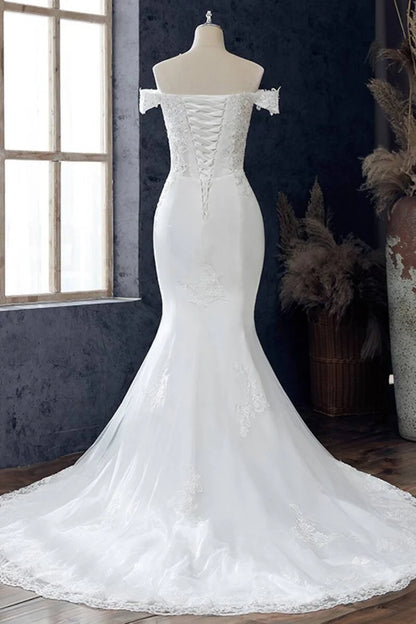 Lace Off-the-Shoulder Mermaid Wedding Dress