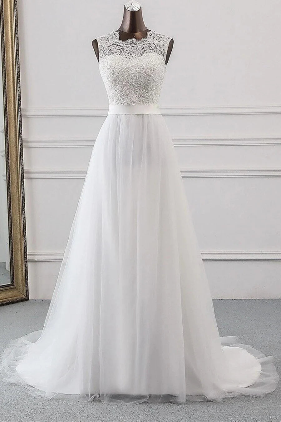 Sweetheart Lace Up Sleeveless Long Wedding Dress