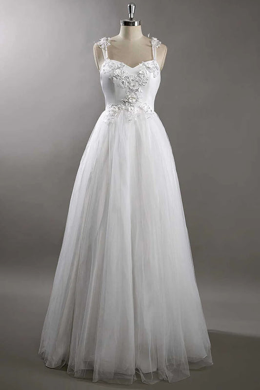 Sweetheart Strap Flower A-Line Wedding Dress