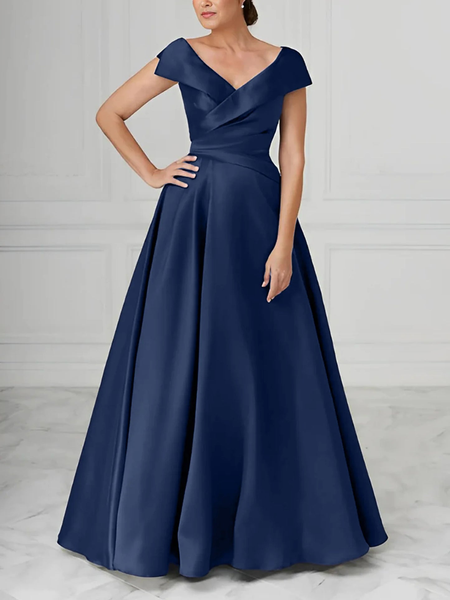 A-Line/Princess V-Neck Satin Mother Of The Bride Dresses