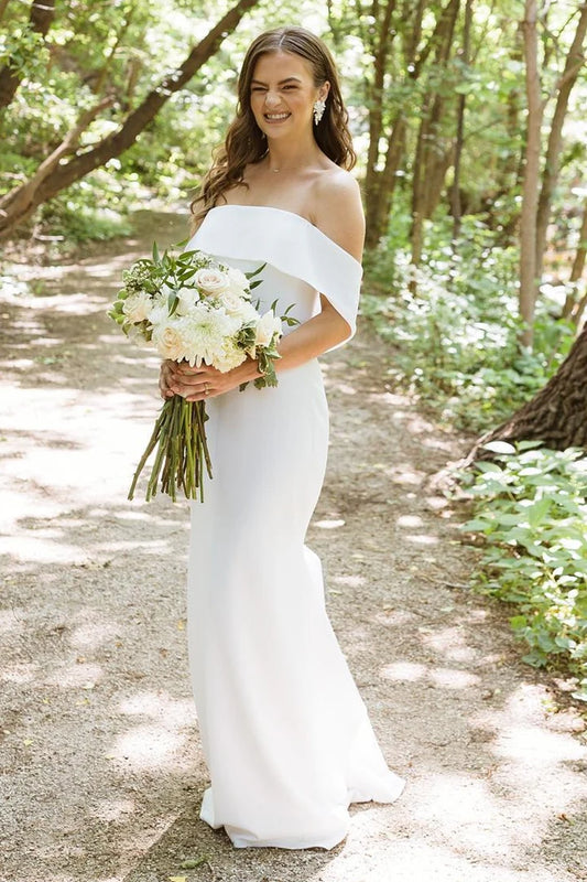 Off-the-Shoulder Mermaid Long Wedding Dress