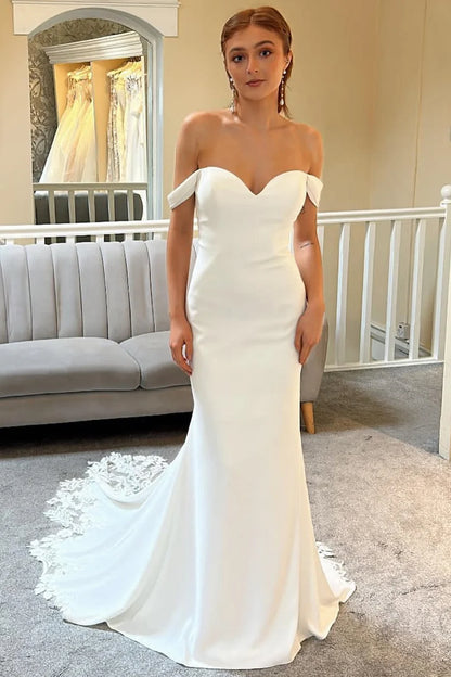 Off-the-Shoulder Mermaid Long Wedding Dress