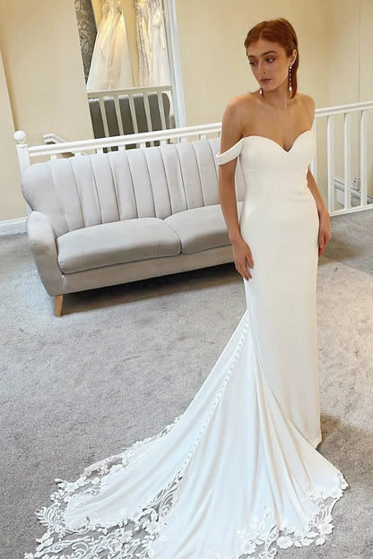 Off-the-Shoulder Mermaid Long Wedding Dress