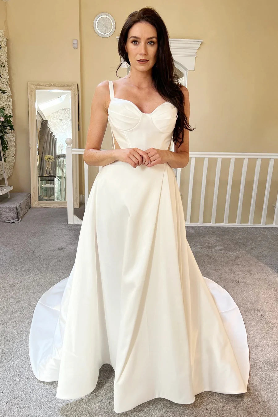 A-Line Sweetheart Cutout Train Wedding Dress With Slit