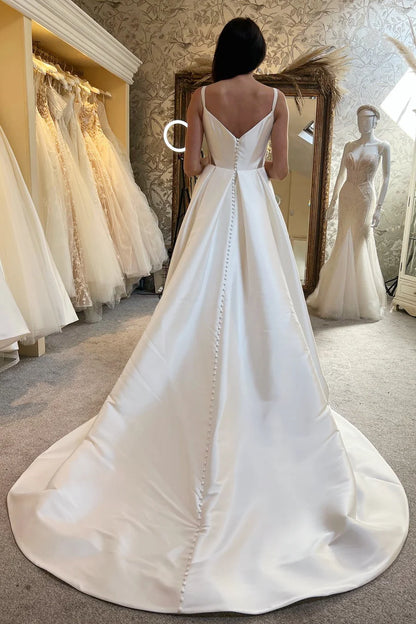 A-Line Sweetheart Cutout Train Wedding Dress With Slit