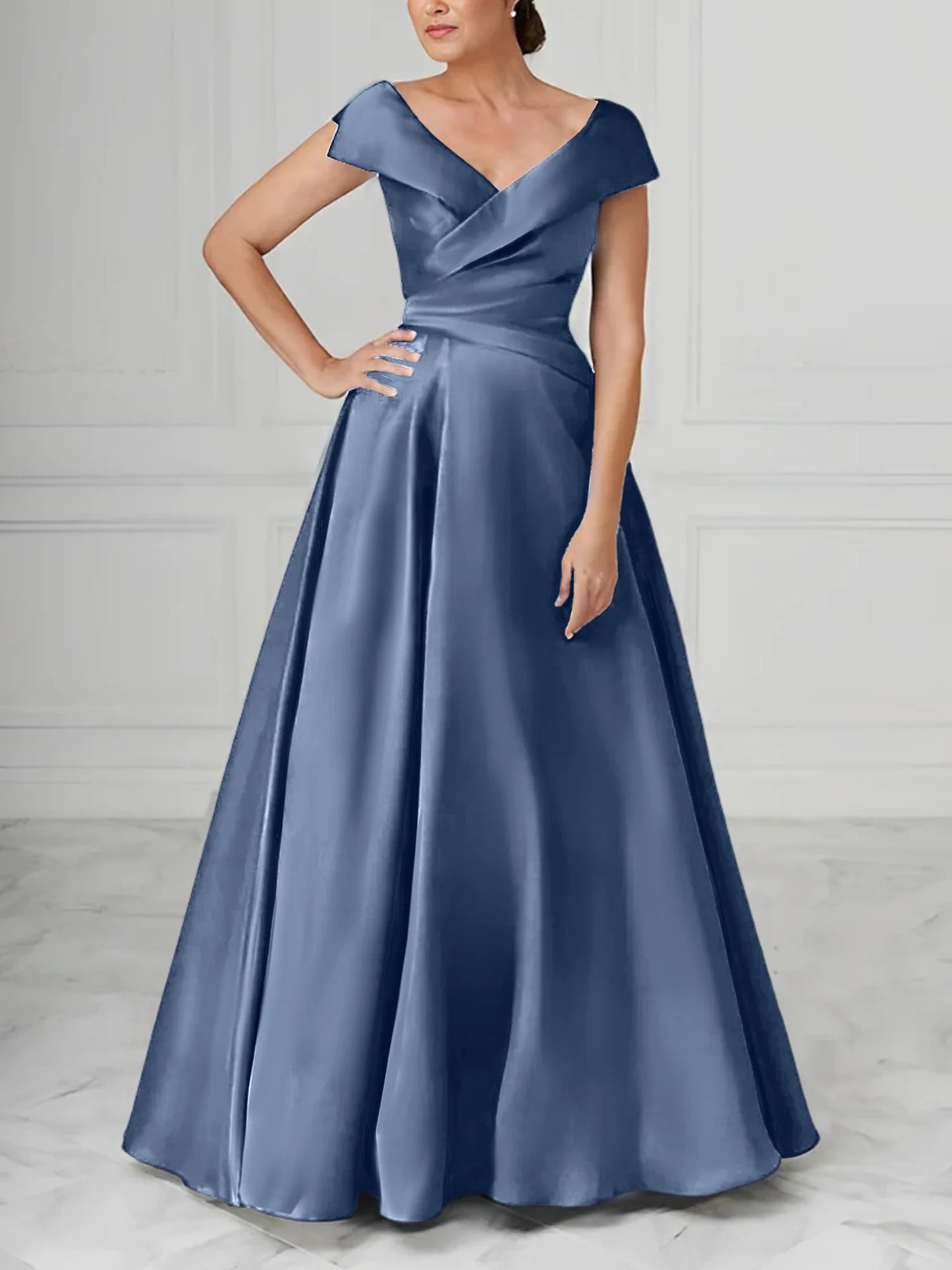 A-Line/Princess V-Neck Satin Mother Of The Bride Dresses