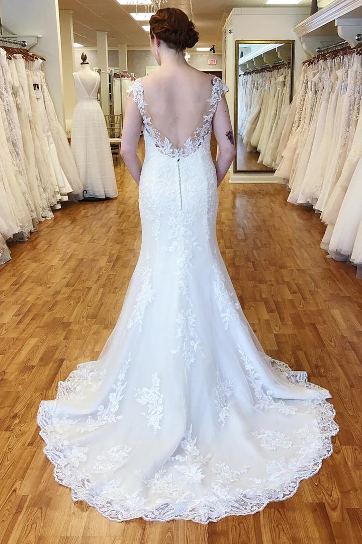 Lace Backless Mermaid Wedding Dress