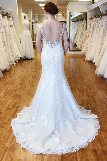 Lace Backless Mermaid Wedding Dress