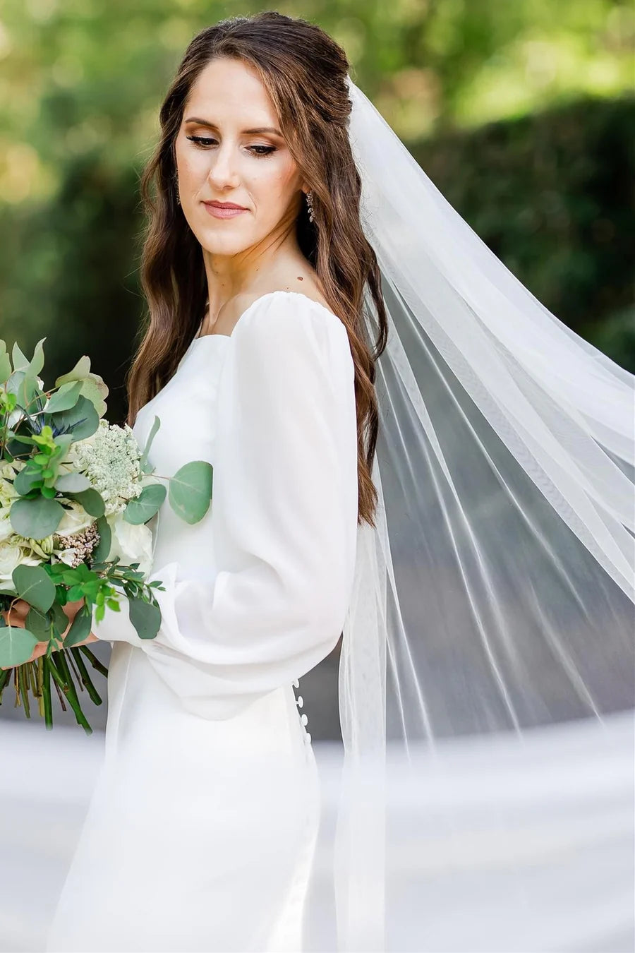 Long Sleeve Trumpet Long Wedding Dress With Long Train