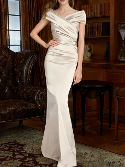 Sheath/Column Off-The-Shoulder Mother Of The Bride Dresses With Simple