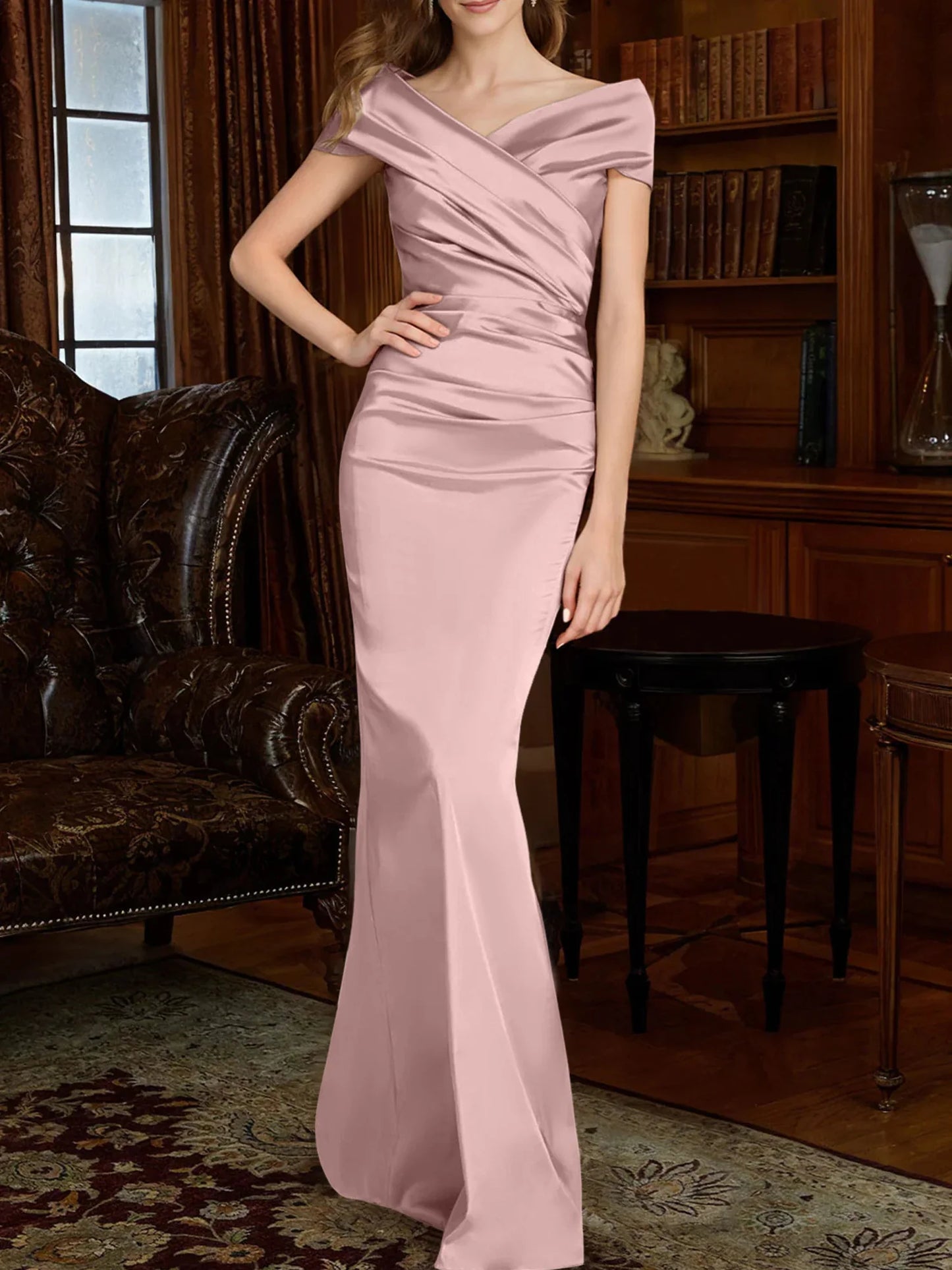 Sheath/Column Off-The-Shoulder Mother Of The Bride Dresses With Simple