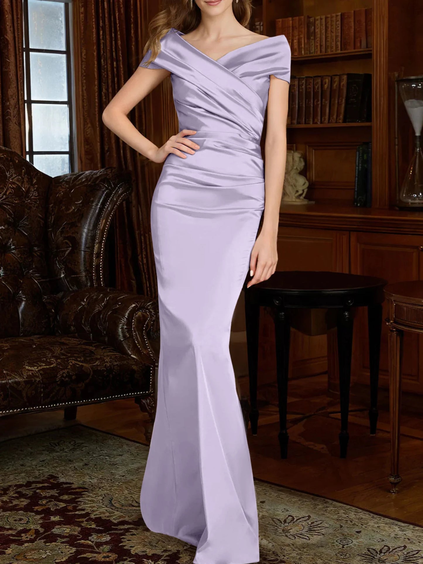 Sheath/Column Off-The-Shoulder Mother Of The Bride Dresses With Simple