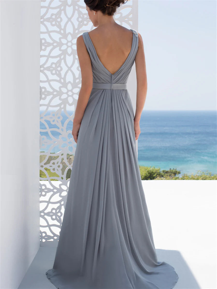 A-Line V-Neck Floor-Length Mother Of The Bride Dresses