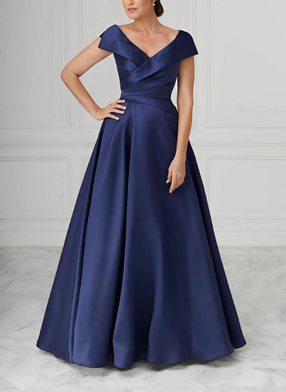 A-Line/Princess V-Neck Satin Mother Of The Bride Dresses