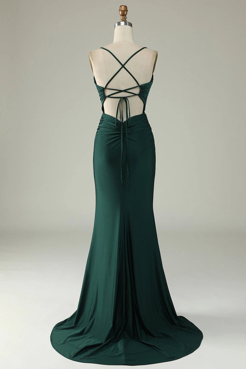 Dark Green Mermaid Spaghetti Straps Long Prom Dress